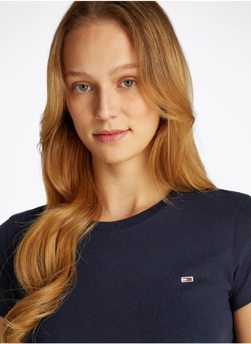 Women's Slim T-Shirt - Cotton, Blue