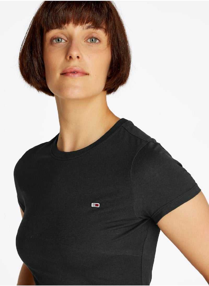 Women's Slim T-Shirt - Cotton, Black