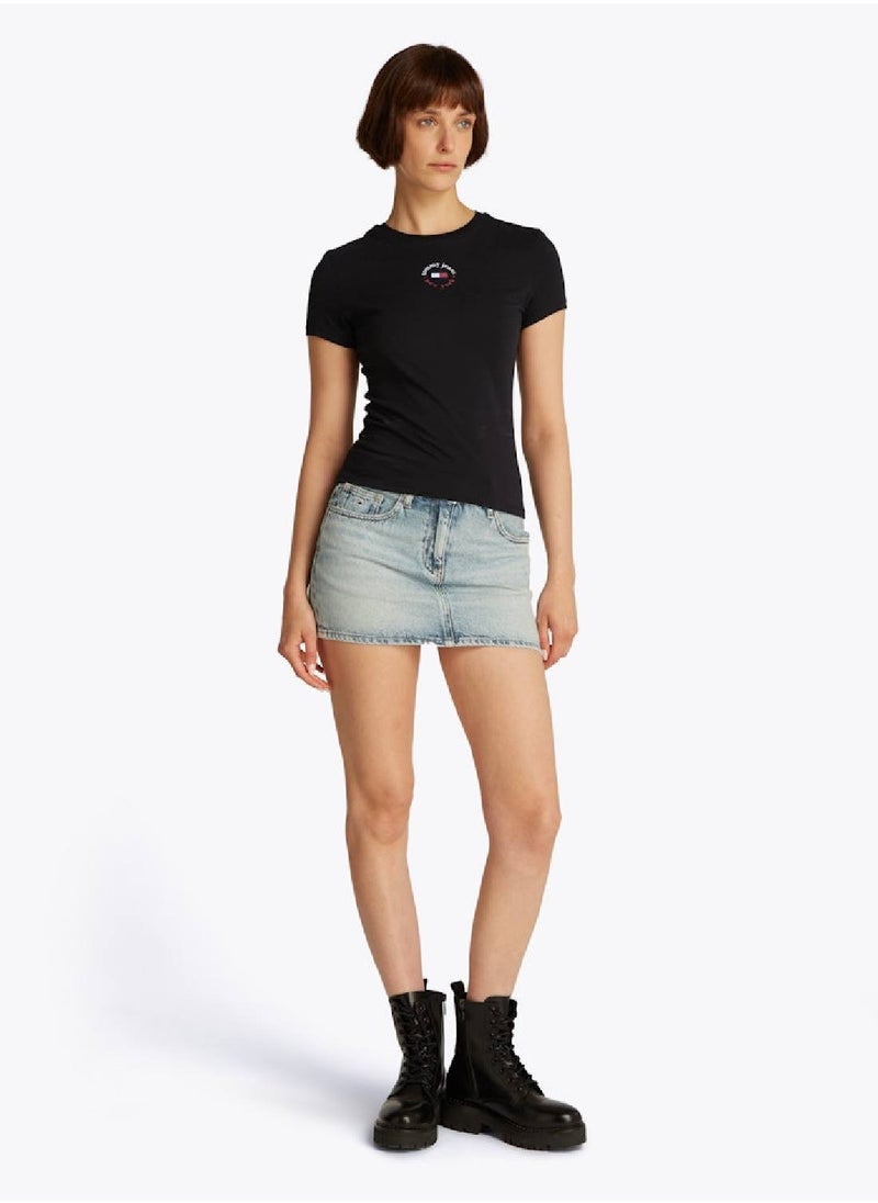 Women's 2 Pack Essential Slim T-Shirts - Cotton Blend, Black