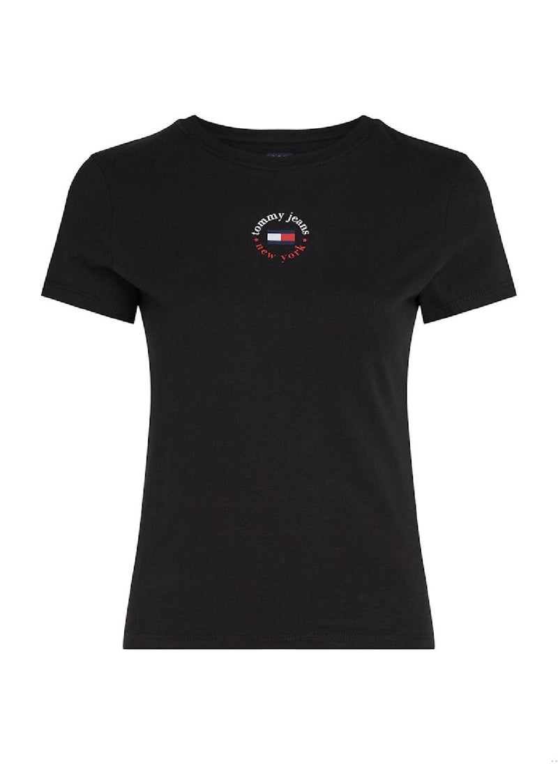 Women's 2 Pack Essential Slim T-Shirts - Cotton Blend, Black