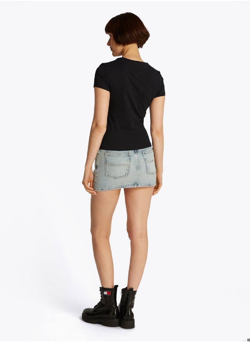 Women's 2 Pack Essential Slim T-Shirts - Cotton Blend, Black