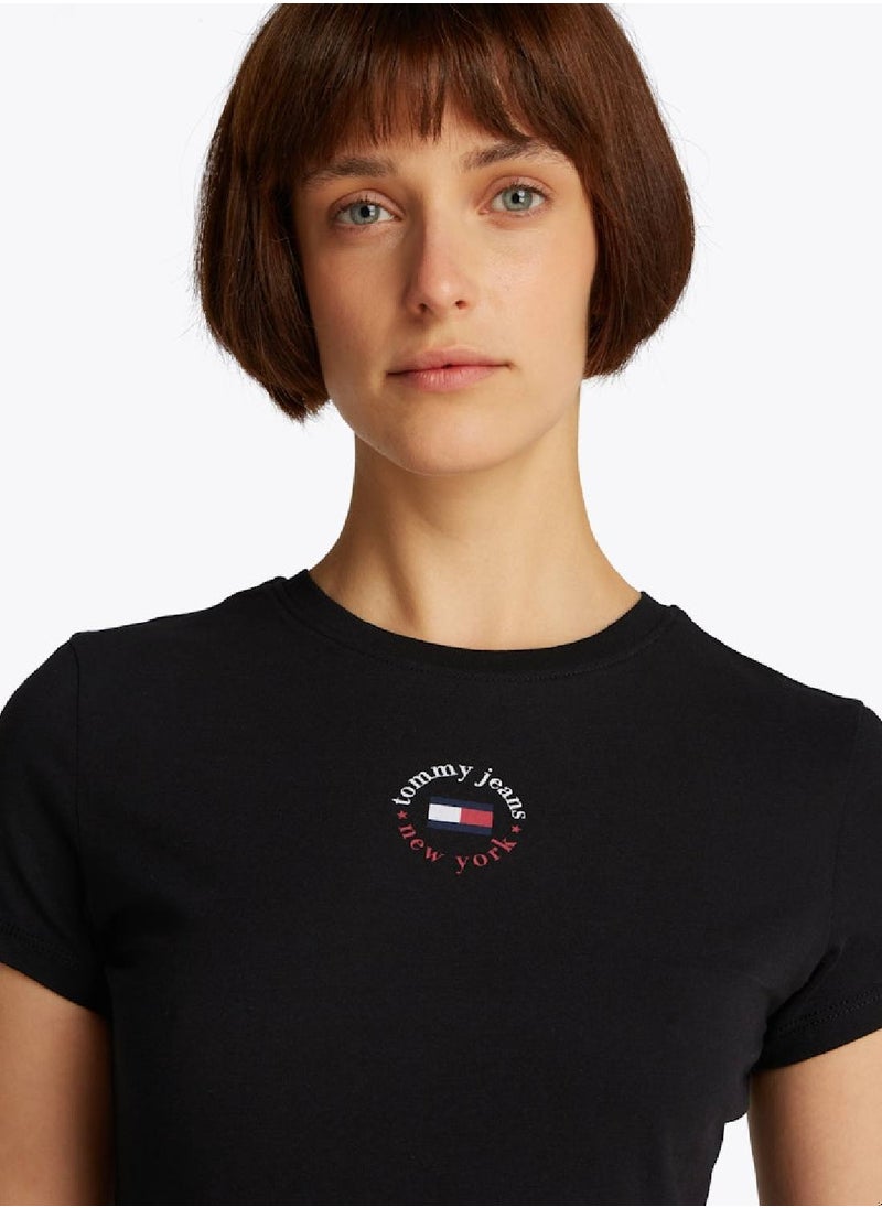Women's 2 Pack Essential Slim T-Shirts - Cotton Blend, Black