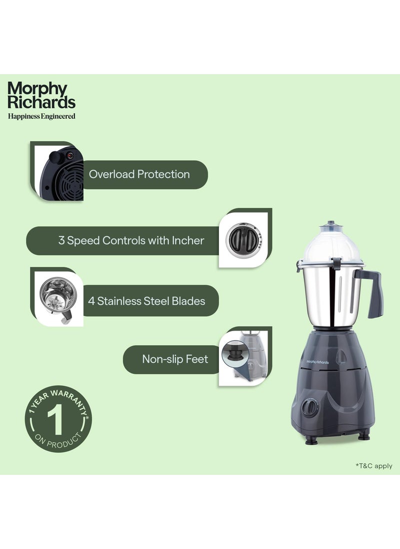 (Refurbished) Morphy Richards Icon Superb 750W Mixer Grinder| 4 Stainless Steel Mixer Jars including Juicer Jar| 3-Speed Control with Pulse Effect| 1-Yr Warranty by Brand| Silver & Black