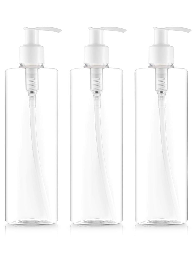 Empty Pump Bottles 16-Ounce Dispenser for Shampoo, Creams, Body Wash, Hand Soap, Self-Tanners, Lotion, BPA-Free (Pack of 3)