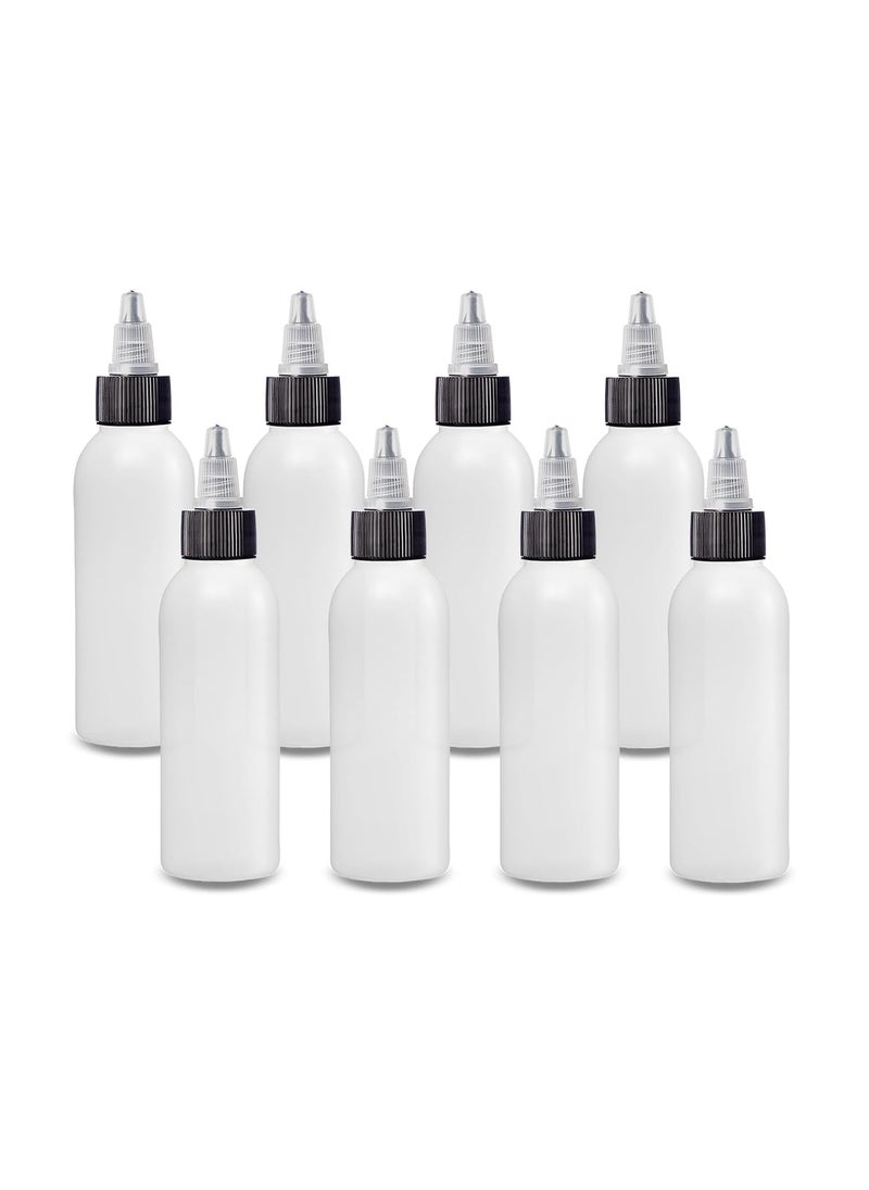 ljdeals 2 oz Plastic Bottles with Twist Top Caps, Refillable, Reusable Empty Bottles for Household Use, Hair Color, Essential Oils, Perfumes, Travel Size, Pack of 8, Made in USA