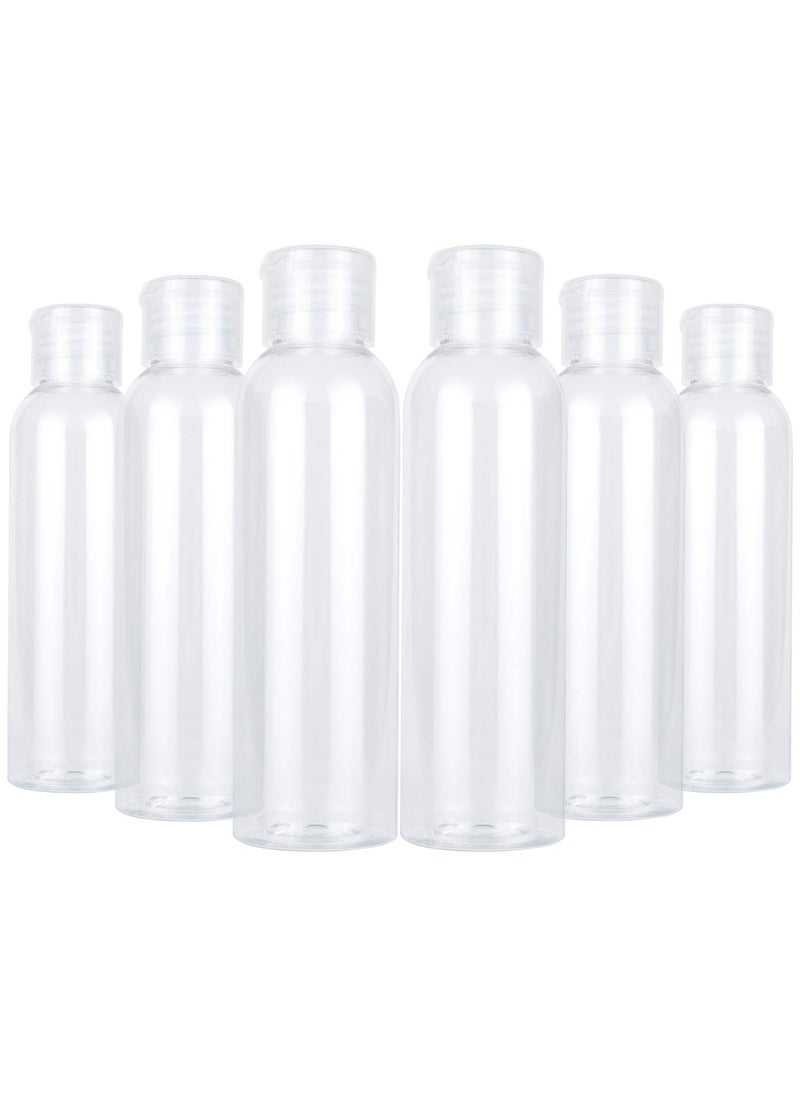 TrendBox 6 Pack Plastic Empty Bottles with Flip Cap for Shampoo, Lotions, Liquid Body Soap, Cream (4 oz / 120 ml)