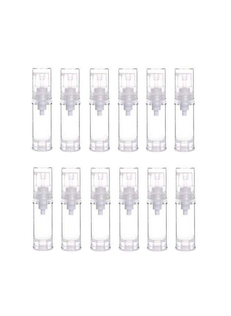 erioctry 12Pcs 5ML Empty Refillable Cosmetic Containers Cream Lotion Bottles Portable Clear Plastic Airless Vacuum Pump Bottle Sample Packing Toiletries Liquid Storage Vial Jars