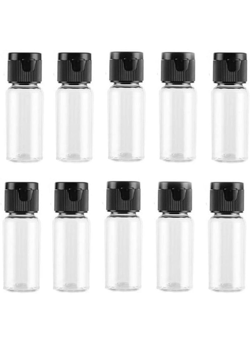 20 PCS 15ML 0.5OZ Empty Refillable Transparent Plastic Bottle with Black Flip Cap Top Lid Cosmetic Sample Dispense Container Emulsion Lotion Shower Gel Makeup Water Storage Tube Vial