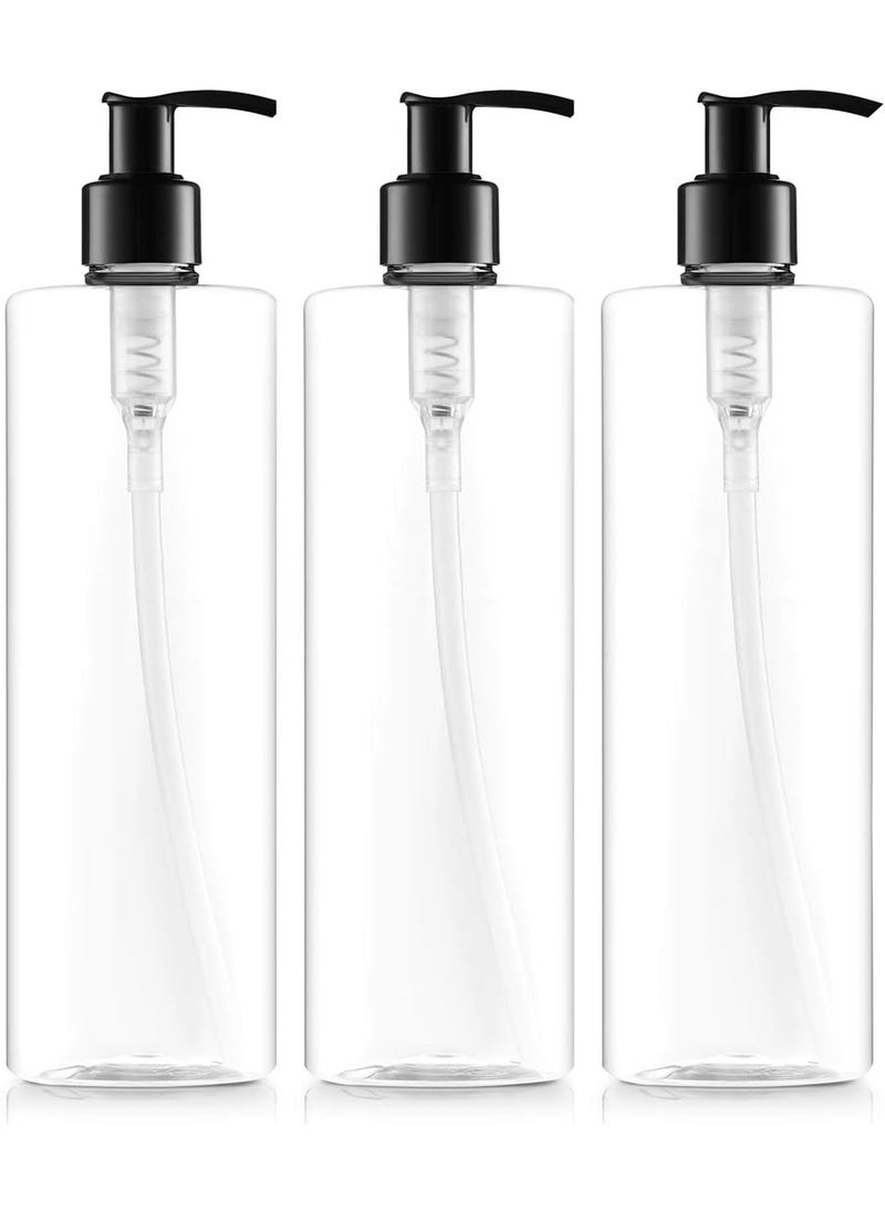 Bar5F 16.9 Oz. Empty Pump Bottles for Shampoo Lotion Body Wash Moisturizer Face Cream Liquid Hand Soap Crystal-Clear BPA Free 3-Pack