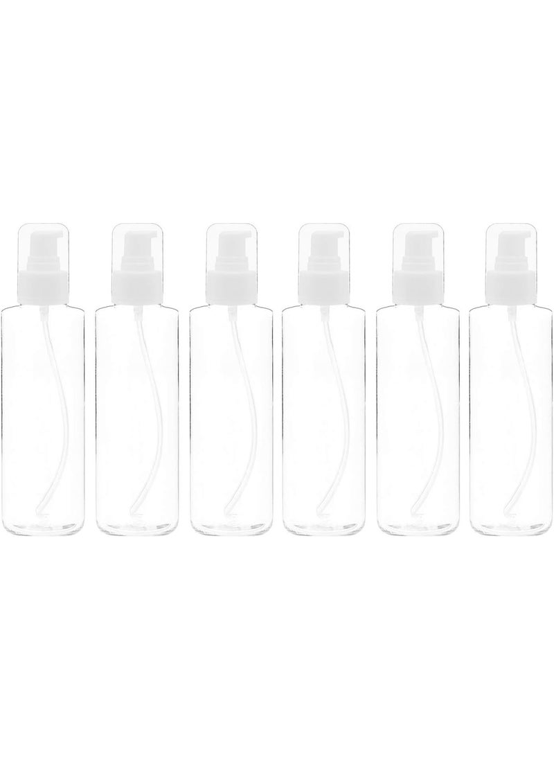 TrendBox 6 Pack Plastic Empty Bottles with Duckbill Pump Cap for Shampoo, Lotions, Liquid Body Soap, Cream (1 oz / 30 ml)