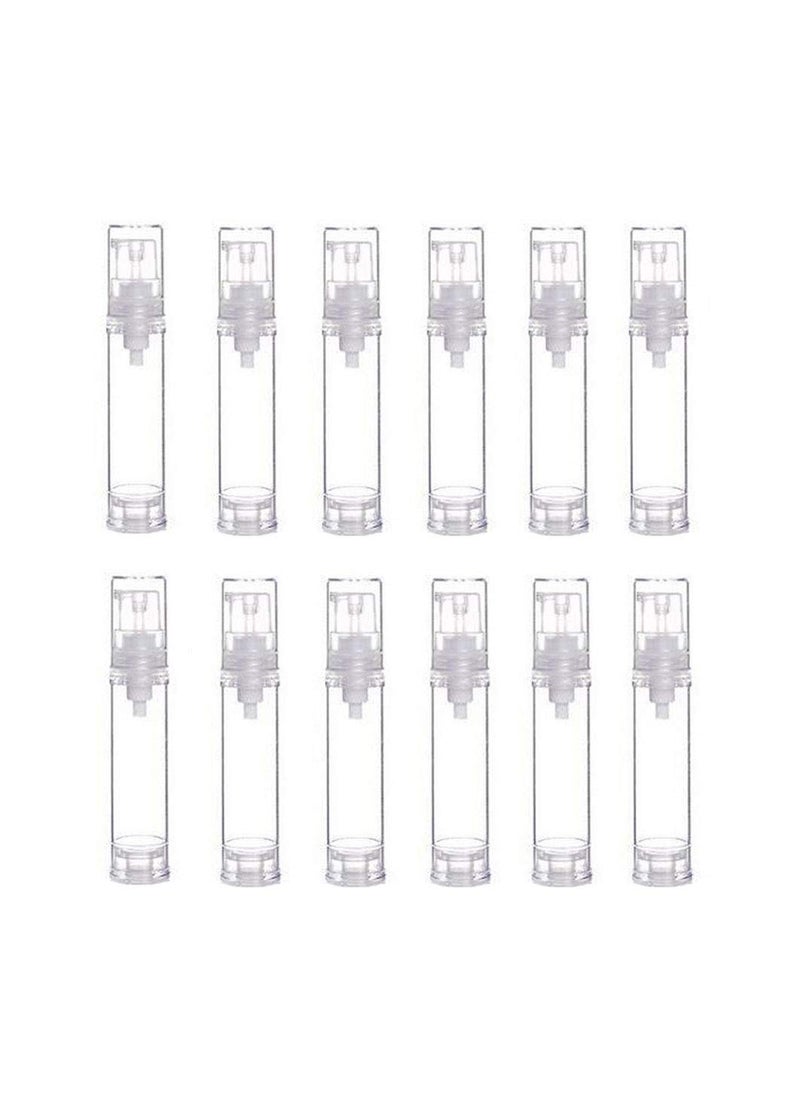 erioctry 12Pcs 10ML Empty Refillable Cosmetic Containers Cream Lotion Bottles Portable Clear Plastic Airless Vacuum Pump Bottle Sample Packing Toiletries Liquid Storage Vial Jars