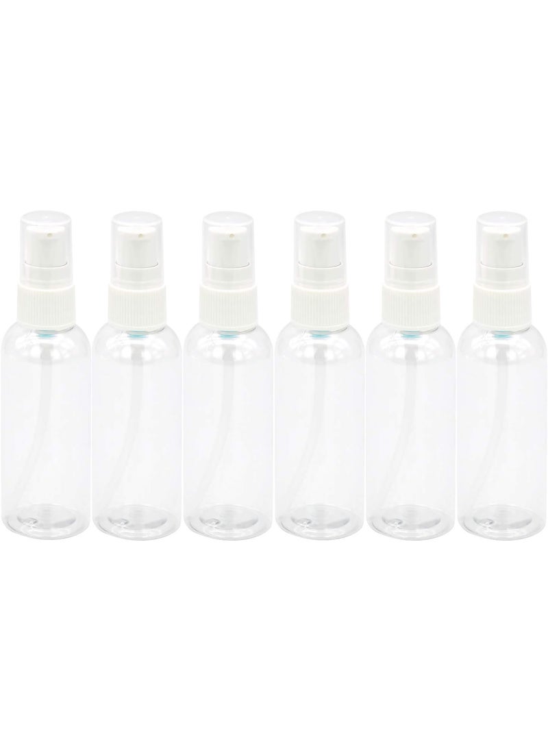 TrendBox 6 Pack Plastic Empty Bottles with Duckbill Pump Cap for Shampoo, Lotions, Liquid Body Soap, Cream (2 oz / 60 ml)