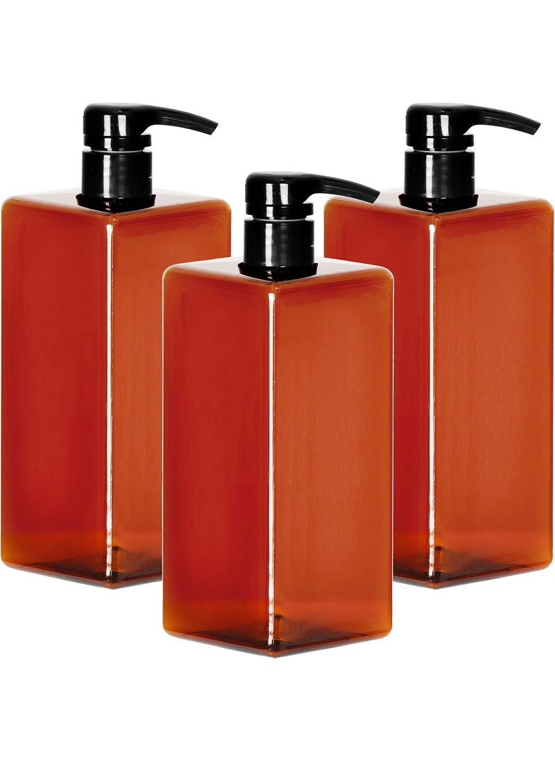 Youngever 3 Pack Pump Bottles for Shampoo 32 Ounce (1 Liter), Empty Shampoo Pump Bottles with Lockdown, Leak Proof Pumps (Amber)