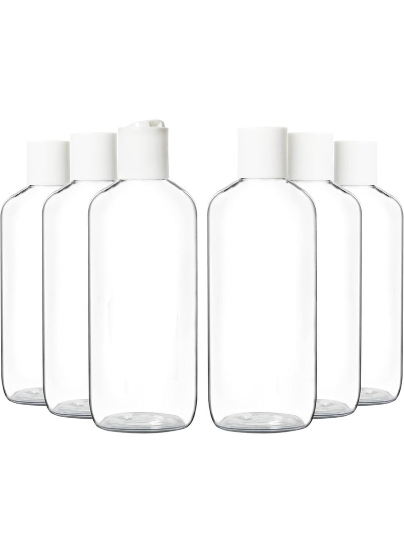 Youngever 6 Pack 16 Ounce Empty Squeeze Containers with Disc Cap, Plastic Bottles with Disc Top Flip Cap, Refillable Cosmetic Bottles, Squeeze Containers (White Cap)