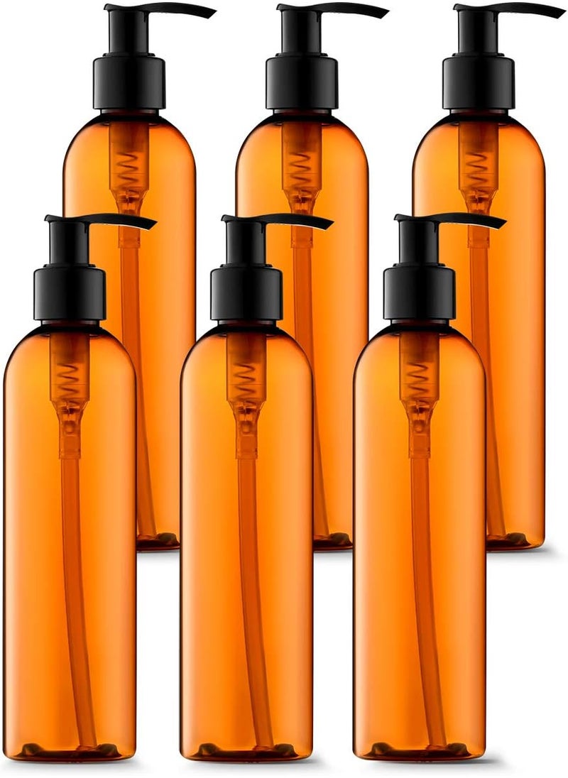 Bar5F Pump Bottle Dispenser 8.5-Ounce UV Protection for Lotion Oil Cream Soap Shampoo Empty Refillable BPA-Free 6-Pack
