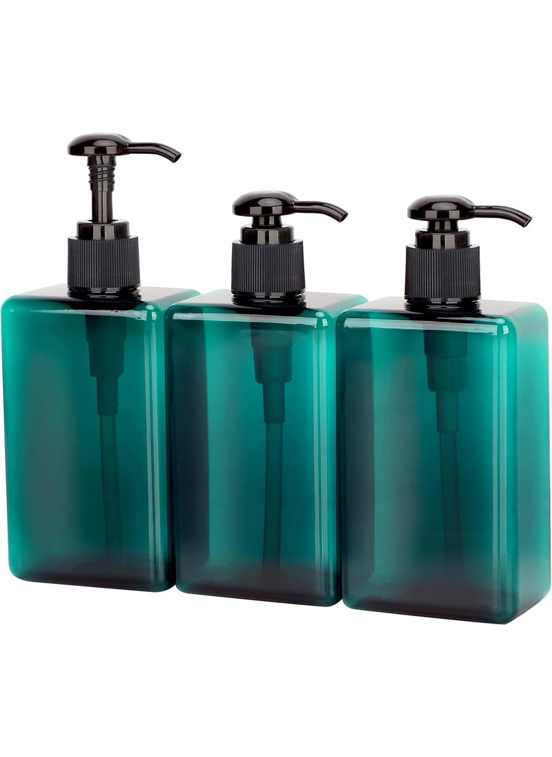 Suream 9.5oz Refillable Pump Press Bottles, Plastic Shampoo and Conditioner Dispenser, 280ml Reuable Cosmetic Empty Bottle, Bathroom Countertop Shower Dispensers for Body Wash, Hand Sanitizer, 3Pack