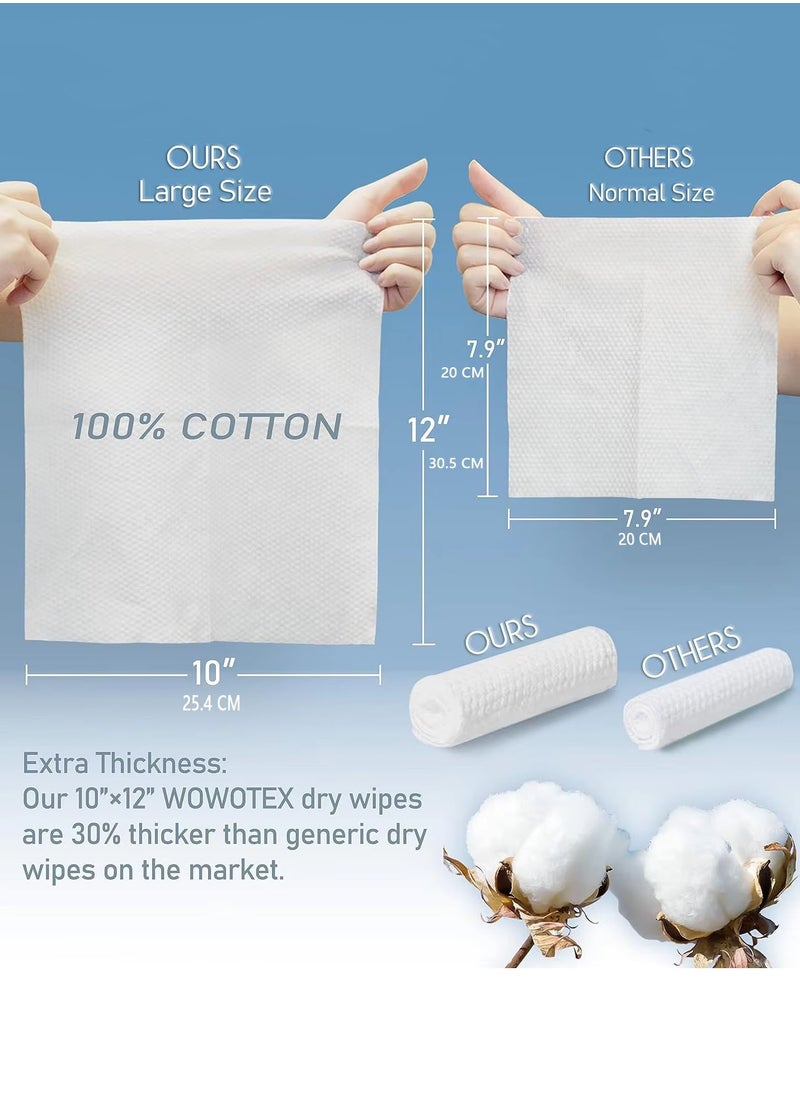 Face Towels, 25cm*30cm Ultra Thick Gentle Exfoliation Disposable Face Towelette, Biodegradable Makeup Remover Dry Wipes, Super Soft Clean Facial Towels Wash Cloth for Sensitive Skin,100 Count,2 Pack
