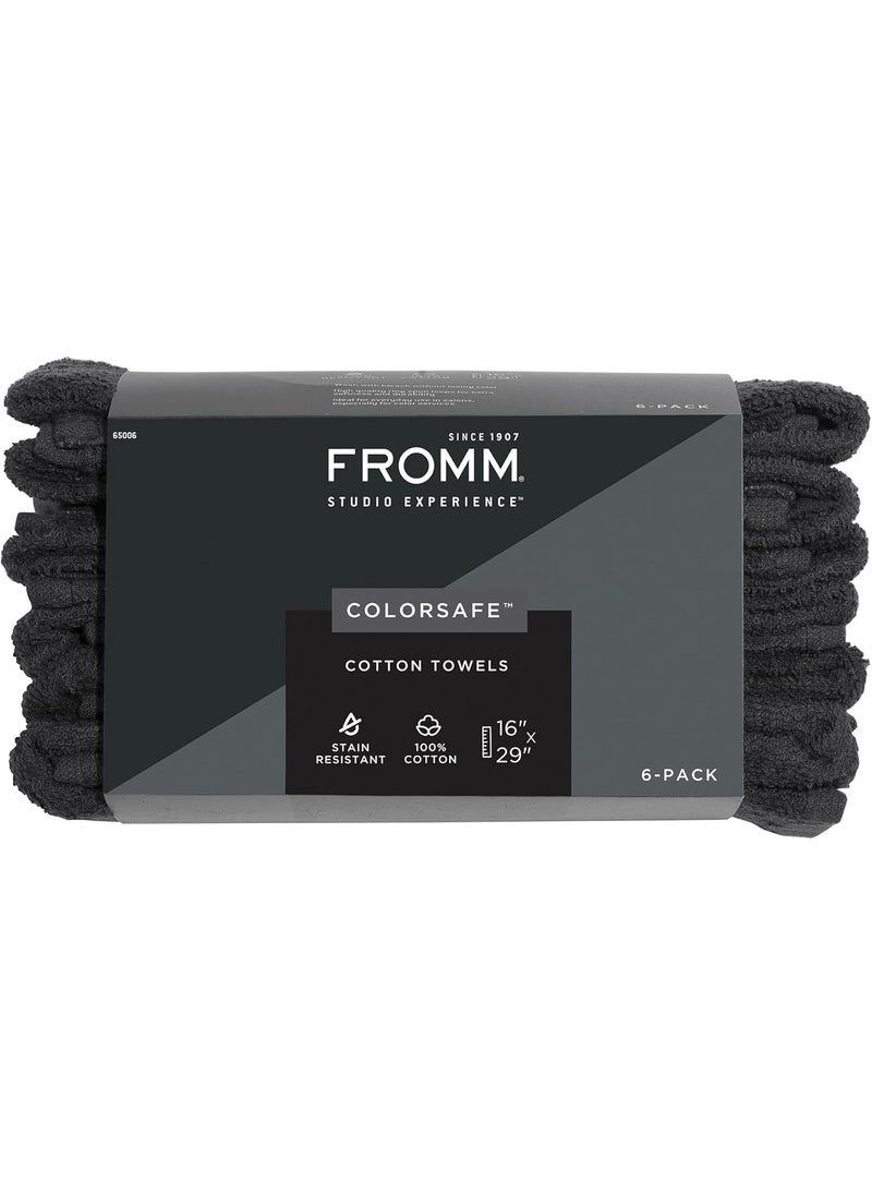 ColorSafe 100% Cotton Bleach Proof Salon Hair Towels, for Hairstylists, Barbers, Spa, Gym, Absorbent and Stain-Resistant Black Towels for Drying Long, Curly, or Wavy Hair, 16