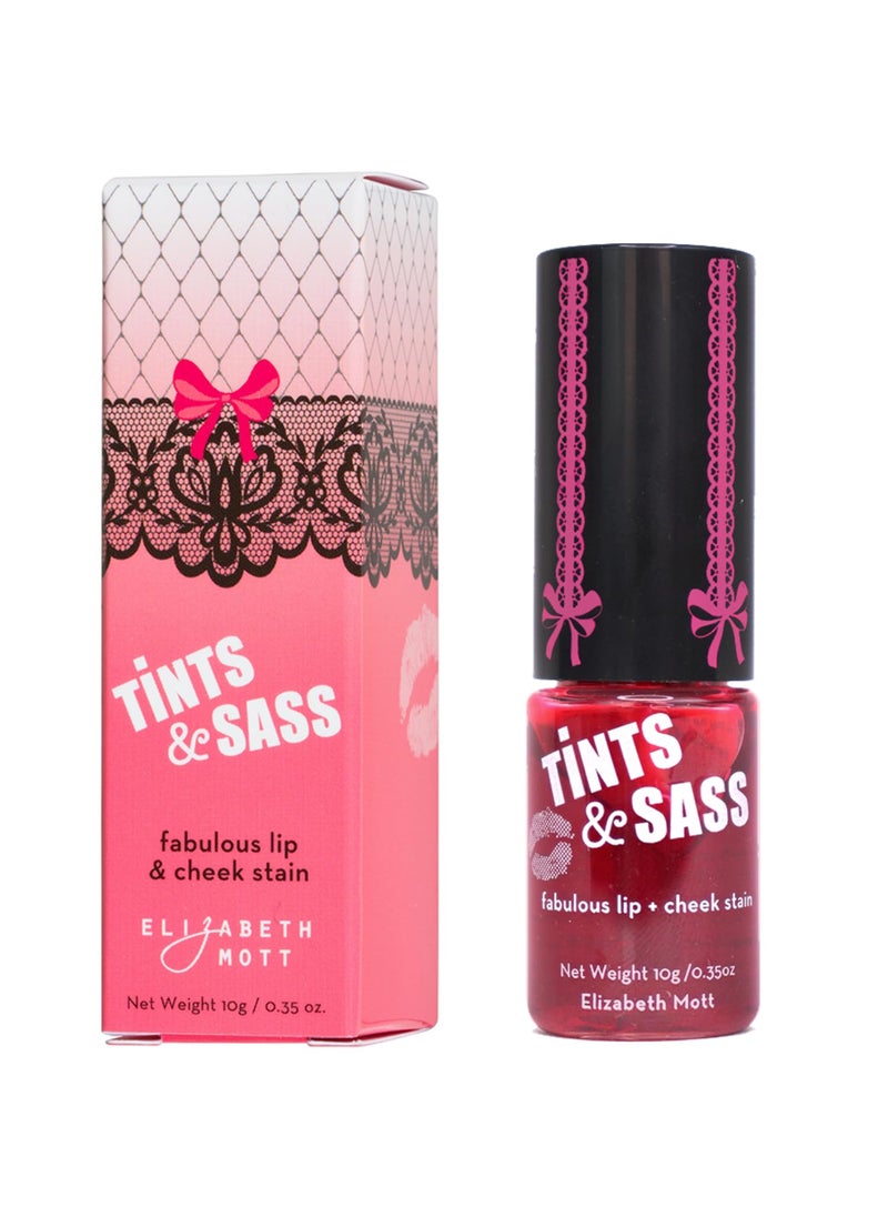 Elizabeth Mott Tints & Sass Lip and Cheek Stain – Long-Lasting Rosy Pink Tint for Lips & Cheeks, Natural Buildable Color, Smudge-Proof, Lightweight, Cruelty-Free Makeup for All Skin Tones (10g/0.35oz)