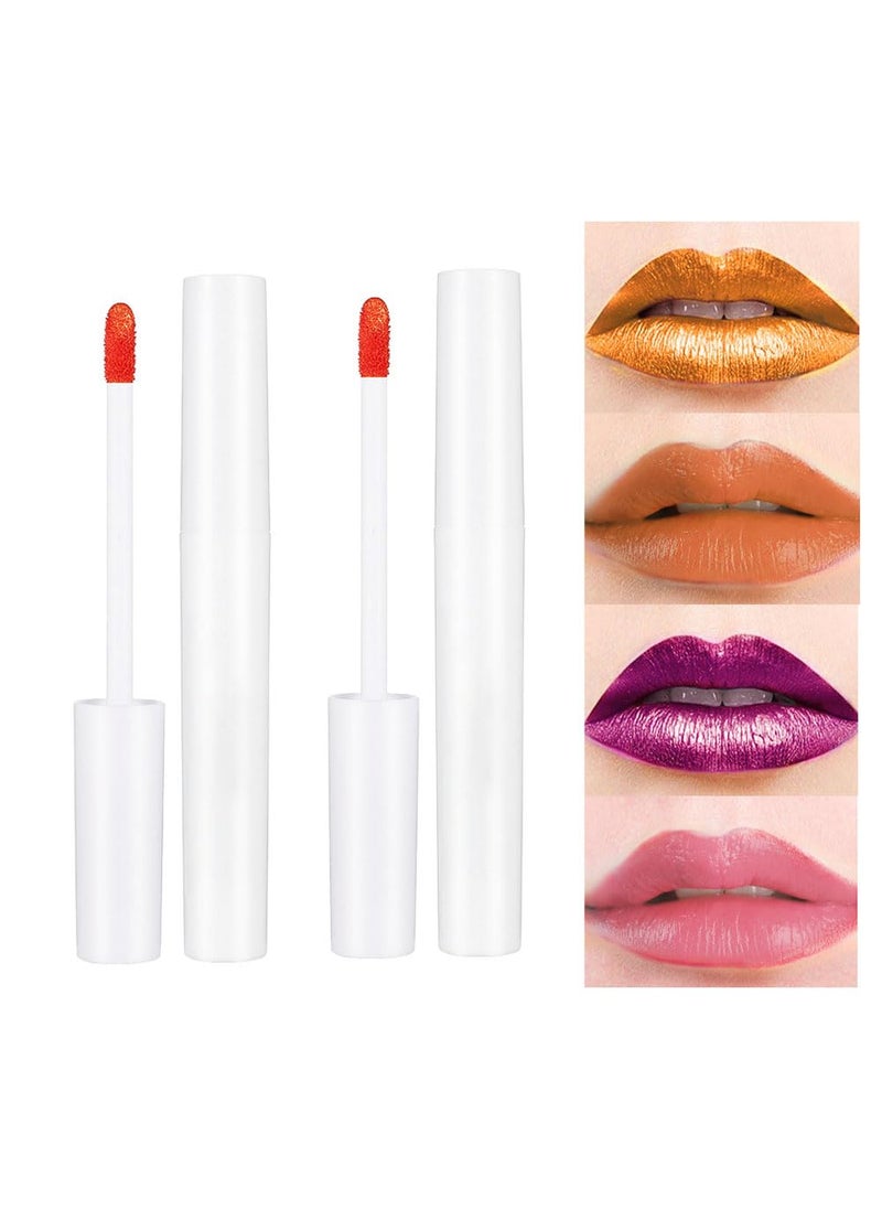 2Pcs Lip Stain Peel Off Kit,Matte Magic Lip Stain Tint Long Lasting Lip Gloss Sets Peel Off Colored Colors,Nonstick Cup Tear-off Peel Off Lipsticks Makeup for Women Girls
