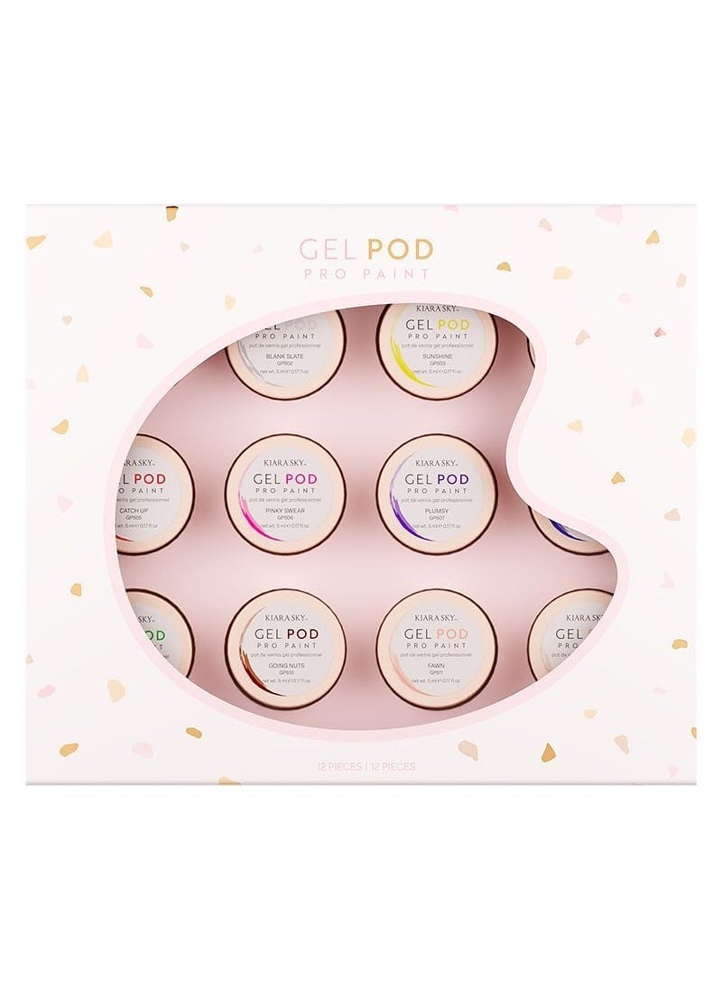 KIARA SKY Professional Nails Gel Art Paint Pod Collection - 12 Ultra Pigmented Colors for Nail Art
