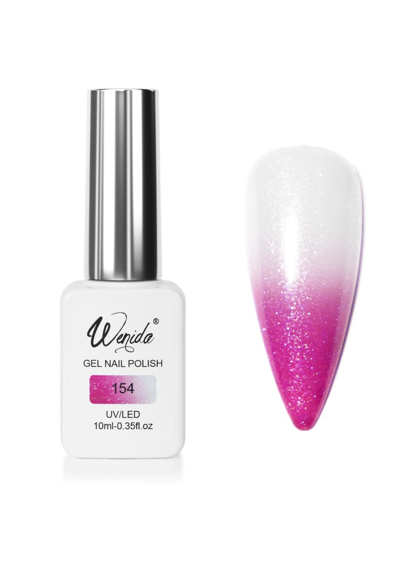 Wenida Temperature Color-Changing Magenta Changing White, 10ml Glitter Gel Nail Polish Shimmer Silver Translucent Jelly Nail Polish Milky Sparkle Soak Off UV/LED Gel Polish