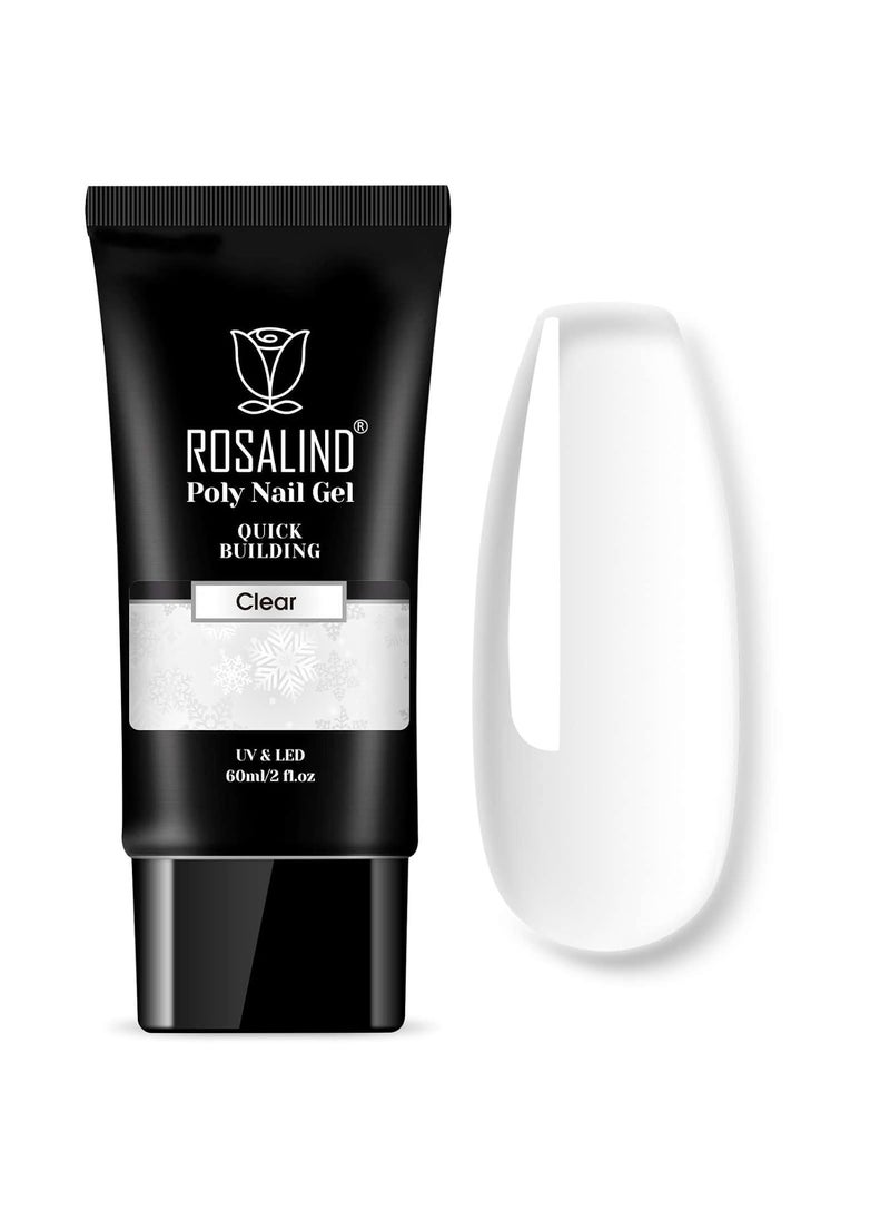 ROSALIND 2 oz Clear Poly Nail Gel - Professional Nail Extension Gel for Long Lasting DIY & Salon Nails, Quick Dry UV/LED Light Cured Transparent Nail Builder Gel Summer
