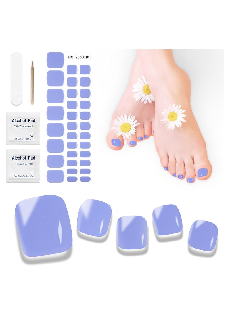 Semi Cured Gel Pedicure Strips | 32pcs (K Blue) Gel Toenail Stickers for Women Girls Works with Any UV Lamps Includes Nail Pads Nail File & Wood Stick