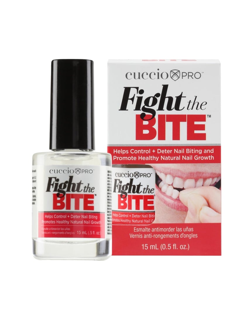 Cuccio Fight The Bite - Clear No Bite Nail Polish for Women & Men - Bitter Nail Polish to Deter Nail Biting - Promote Healthy Nail Growth - 0.50 Fl. Oz.