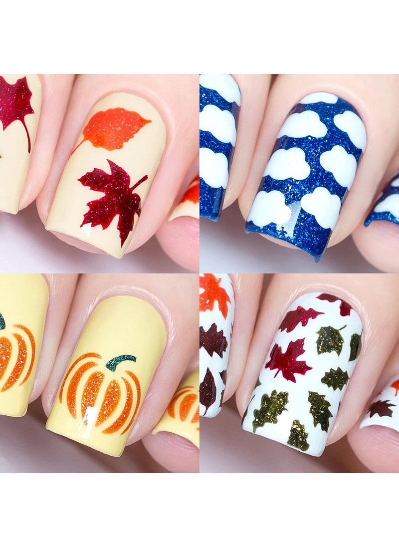 Fall Autumn Nail Vinyl Stencils 4pcs (Fall, Clouds, Pumpkin, Autumn) for Nail Art Design