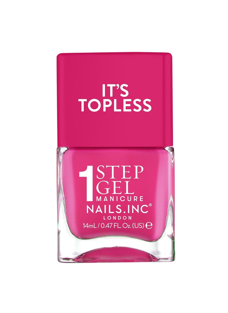 Nails Inc It's Topless Gel Nail Polish, 4-in-1 Base Coat, Treatment, Color & Top Coat, Long Lasting, Strong, Chip Free Nails, Glossy Salon Quality Manicure At Home, Vegan, Cruelty Free, Shade Olivia