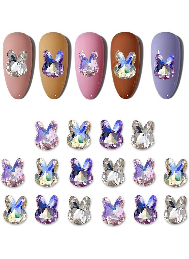 16 Pcs 3D Easter Bunny Nail Charms Crystals Rabbit Diamonds Rhinestones Gems for Acrylic Nails Design, Women Nail Art Decoration Craft Jewelry DIY.