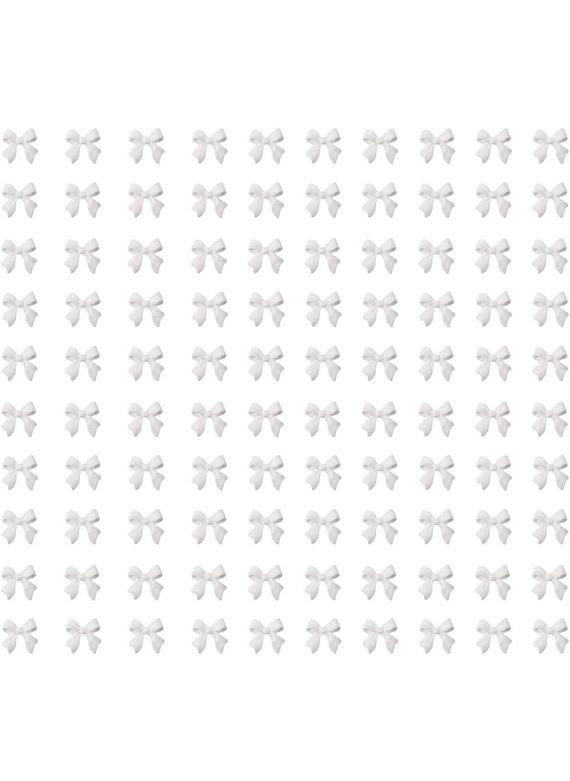 200Pcs Bow Nail Charms for Nails Accessories - White Bow-Knot for Nails Design Nail Art Supplies for Women Girls Nail Art Charms Nails Accessories Professional