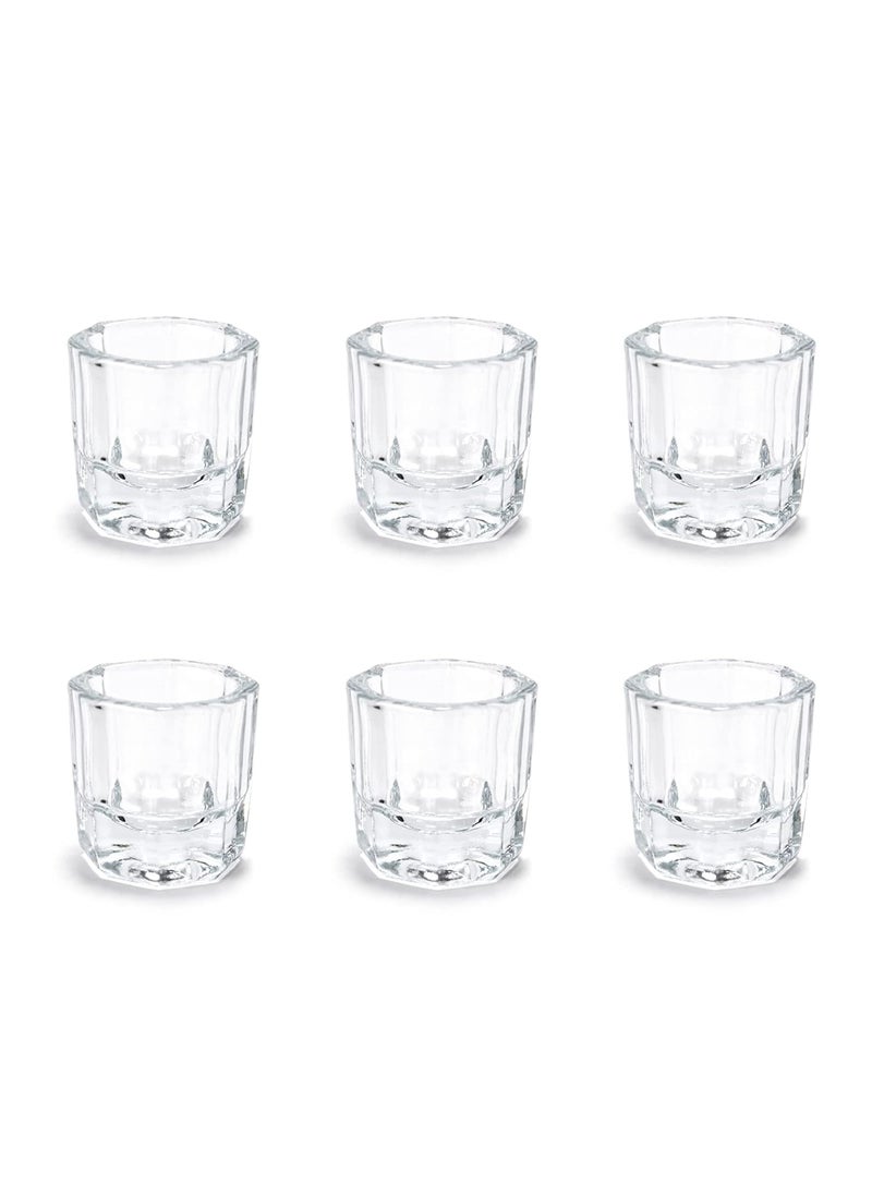 KADS 6 Pack Dappen Dish Cups for Nail Art Acrylic Liquid - Clear Glass Nail Monomer Liquid Bowl Dappen Dish Acrylic Powder Holder, Acrylic Glass Jar for Nails
