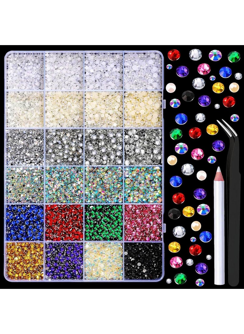 YGDZ Rhinestones, 10000 PCS Nail Rhinestones, Rhinestones for Crafts, Nails, Nail Pearls, Gems Stones with Storage Organizer Box, Resin Flatback Rhinestones Set, Nail Accessories for DIY Nail