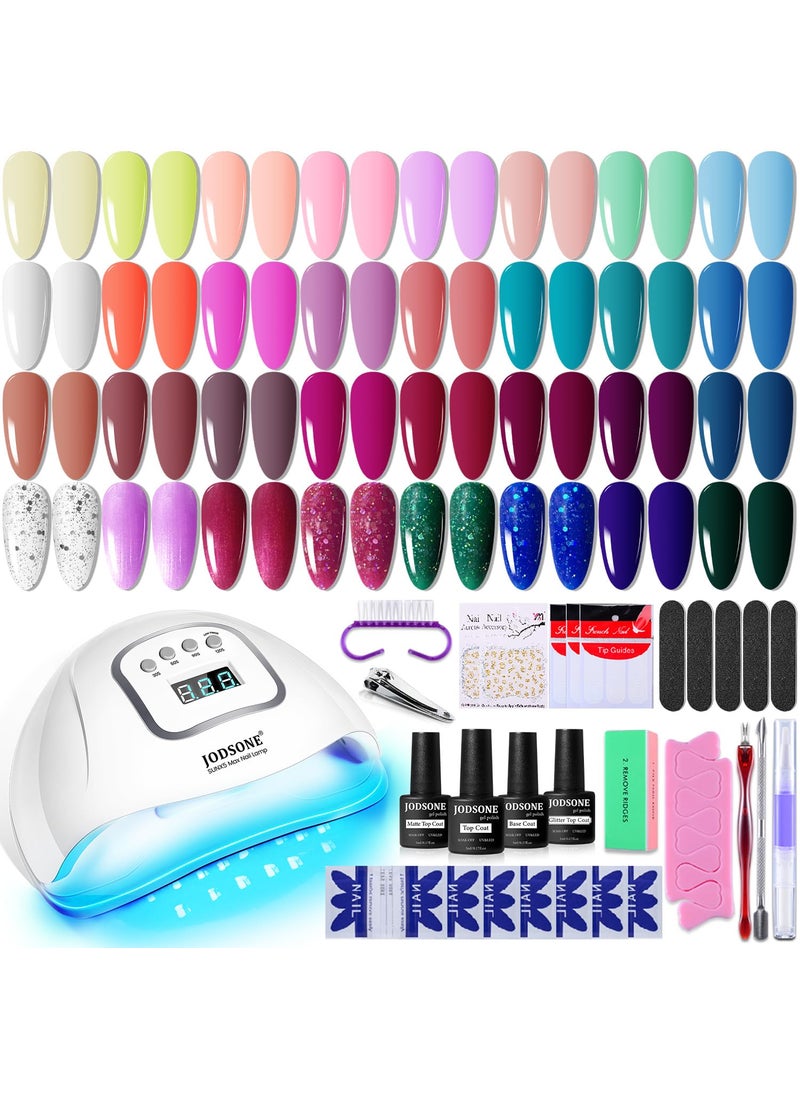 JODSONE Gel Nail Polish Kit with U V Light 32 Colors Gel Polish Set Soak Off Gel Nail Kit Nail Art Salon or Home DIY Manicure Tools Gifts for Women