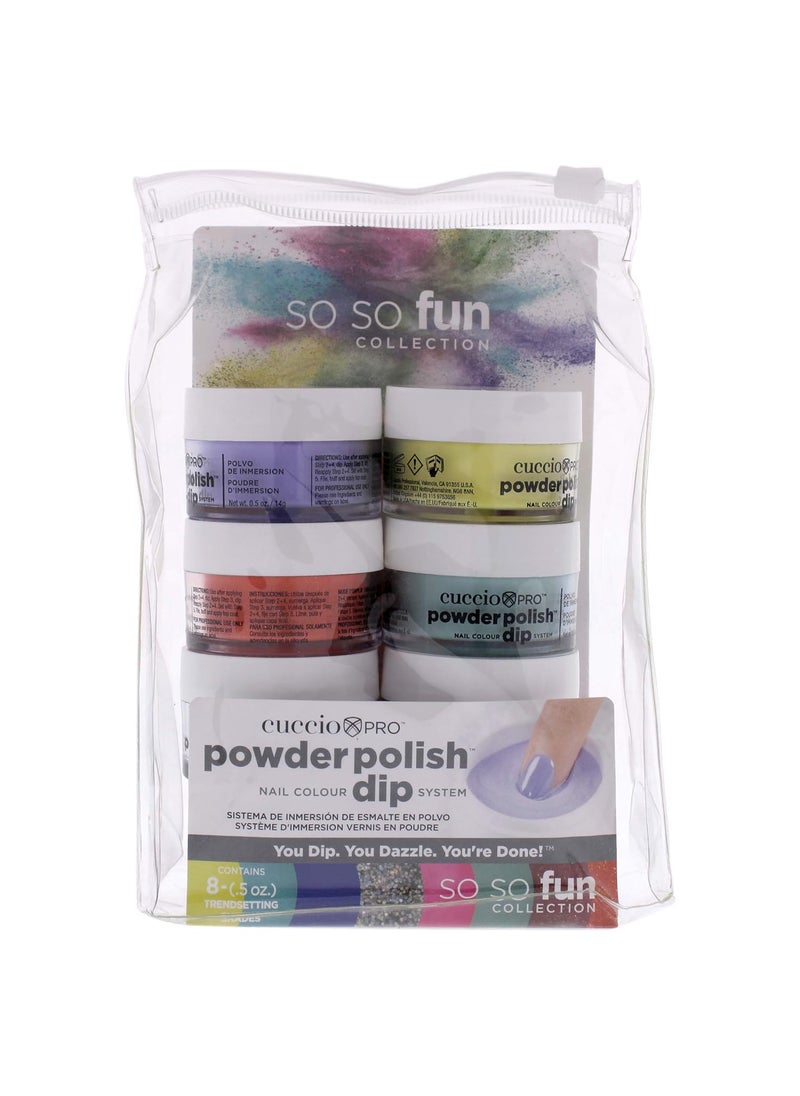 Cuccio So So Fun Kit - Powder Polish Dip System (8 pack) 0.5 oz, Yellow, (I0098621)