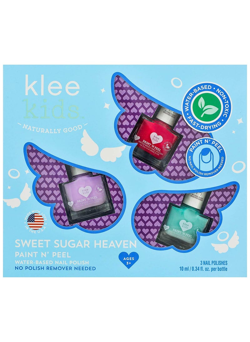 Klee Kids Water-Based Peelable Nail Polish Gift Set. Odor-Free. Non-Toxic. Made in USA. (Sweet Sugar Heaven)