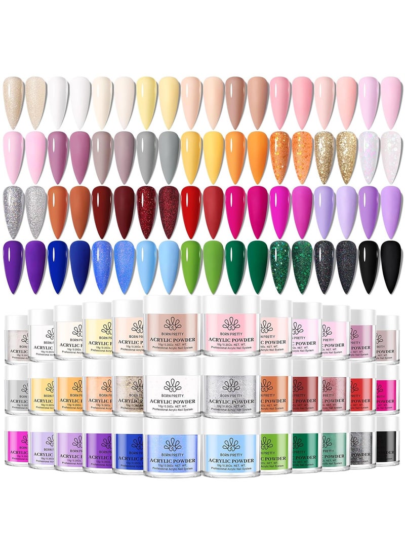 BORN PRETTY Acrylic Powder Set 36 Colors Acrylic Nail Powder Nude Pink Blue Yellow Purple Red Glitter Professional Polymer 3D Acrylic Nail Art Kit for French Nail Extension All Seasons Nail Carving