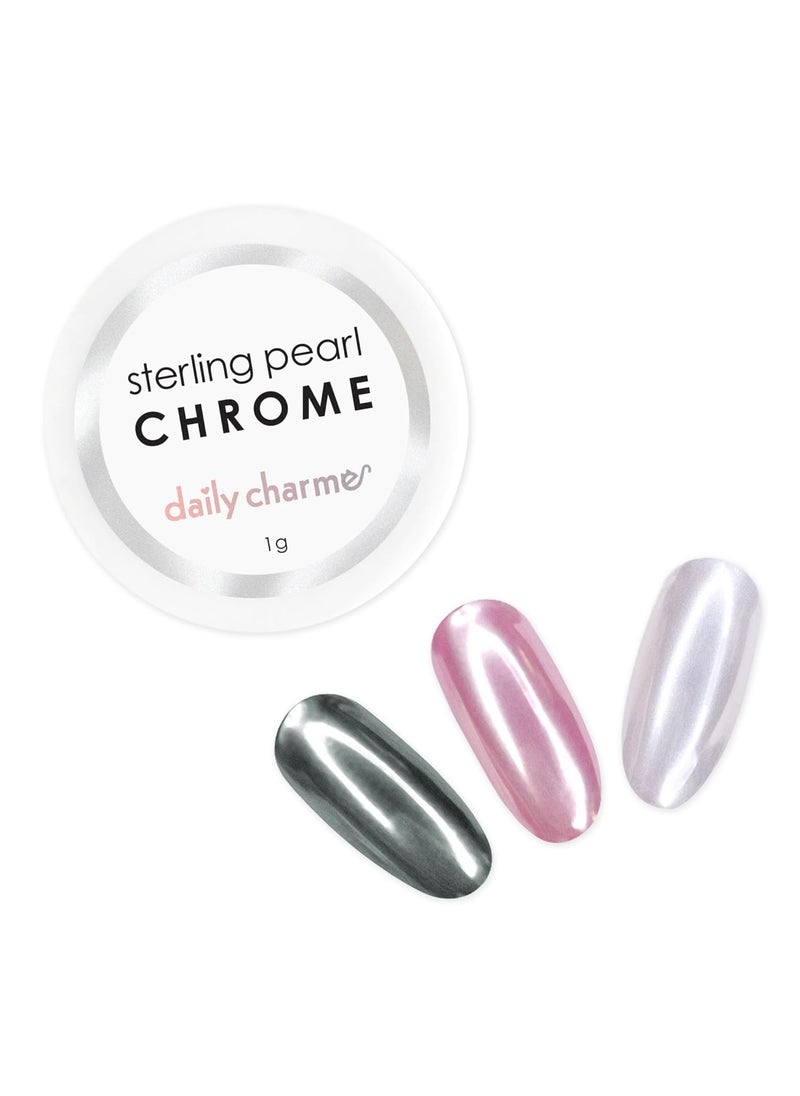 Daily Charme Sterling Pearl Nail Chrome Powder (Pearl) 1g, Metallic Nail Powder, Translucent Pearlescent Pigment, Mirror Metallic Effect, Home DIY/Nail Salon Manicure