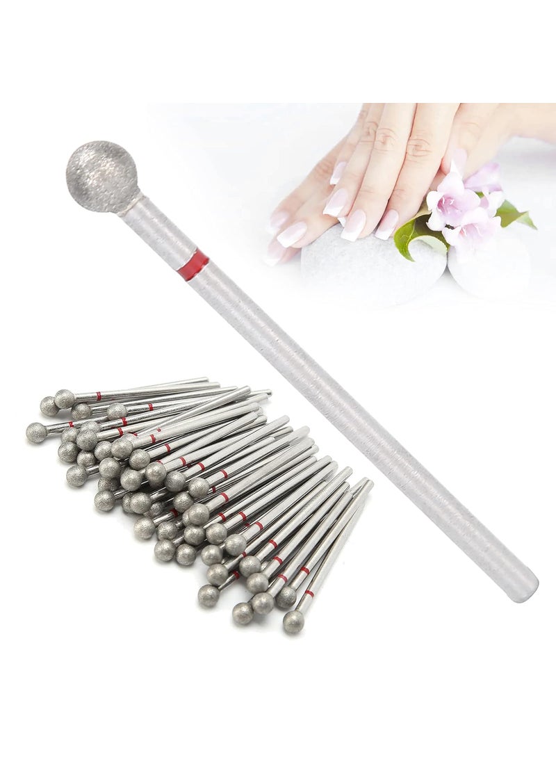 50pcs Nail Cutter Drill Bit for Manicure, Spherical Nail Drill Bits Nail File Bits for Gel Nails Cuticles Dead Skin Removal Nail Polishing Grinding Head Accessory Manicure Drill Set(5.0mm)