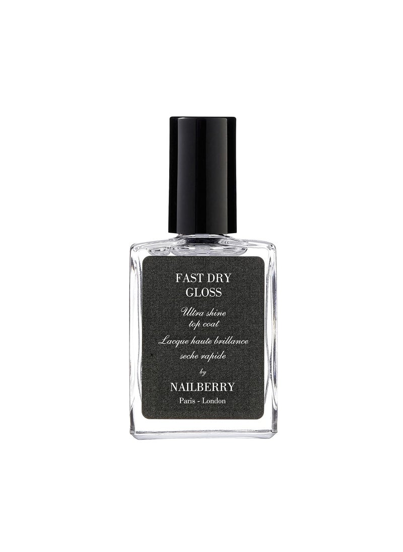 Fast Dry Gloss Top Coat | Super-Fast Drying High Gloss Top Coat | Hard, Long-Lasting, Chip-Resistant Finish | Protects Against Fading & Discoloration | Vegan & Cruelty Free | 12-Free | 15 ml