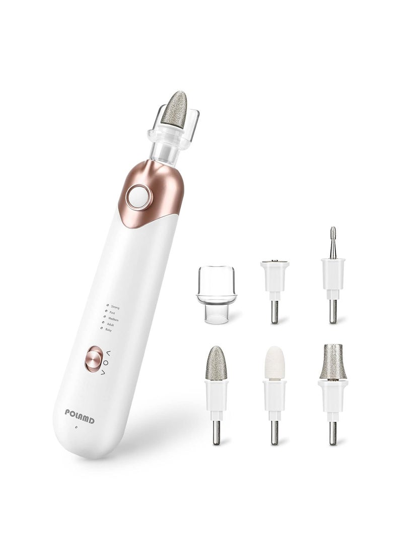 Professional Manicure Pedicure Kit, Electric Nail File Set, Cordless Electric Nail Drill Machine, 5 Speeds Hand Foot Care Tool for Nail Grind Trim Polish(White)