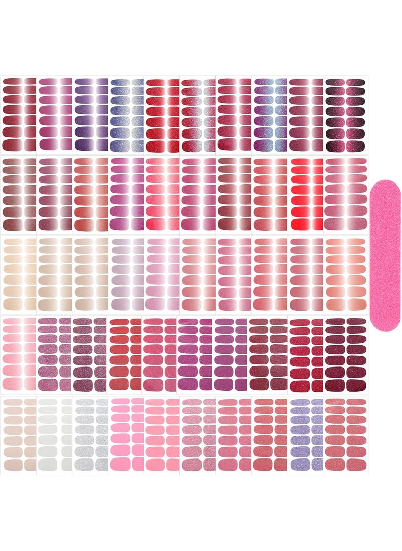 Maitys 700 Pieces Glitter Nail Wraps Nail Polish Strips Full Nail Wraps for Women 50 Sheets Self Adhesive Polish Nail Strips for Women DIY Nail Art Decals Strips with Nail File