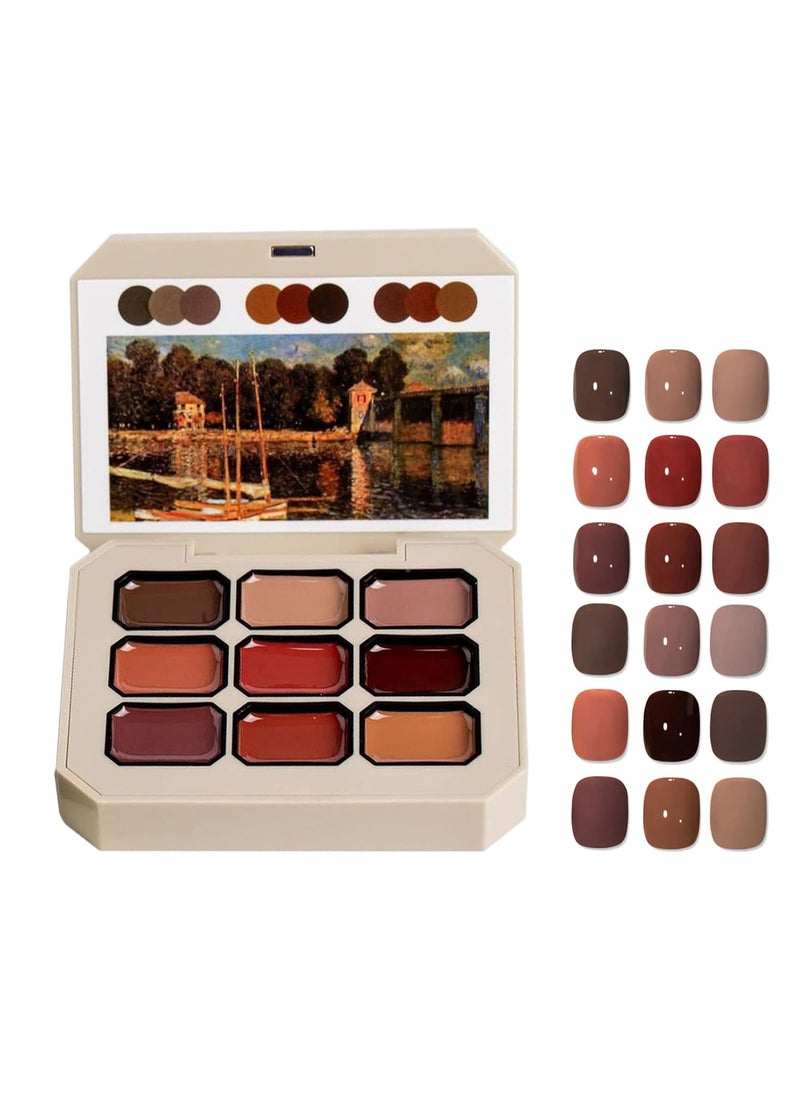 Solid Cream Gel Polish Set,9 Colors Gel Nail Polish Palette Brown Red Solid Gel Polish Manicure Nail Art Kit Soak Off Portable Gift for Mom/Girls/Friend DIY Home