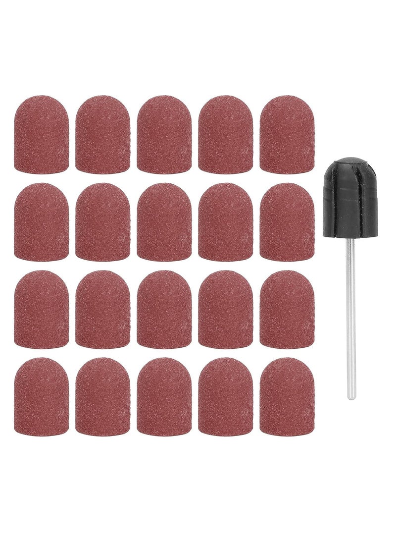 Nail Sanding Band Drill Bit, Manicure Sanding with 20 Grinding Head Bits for Electric Nail Drill, Manicure Toolail Sanding Bands Grinding Sand for Nail Drill(Brown)