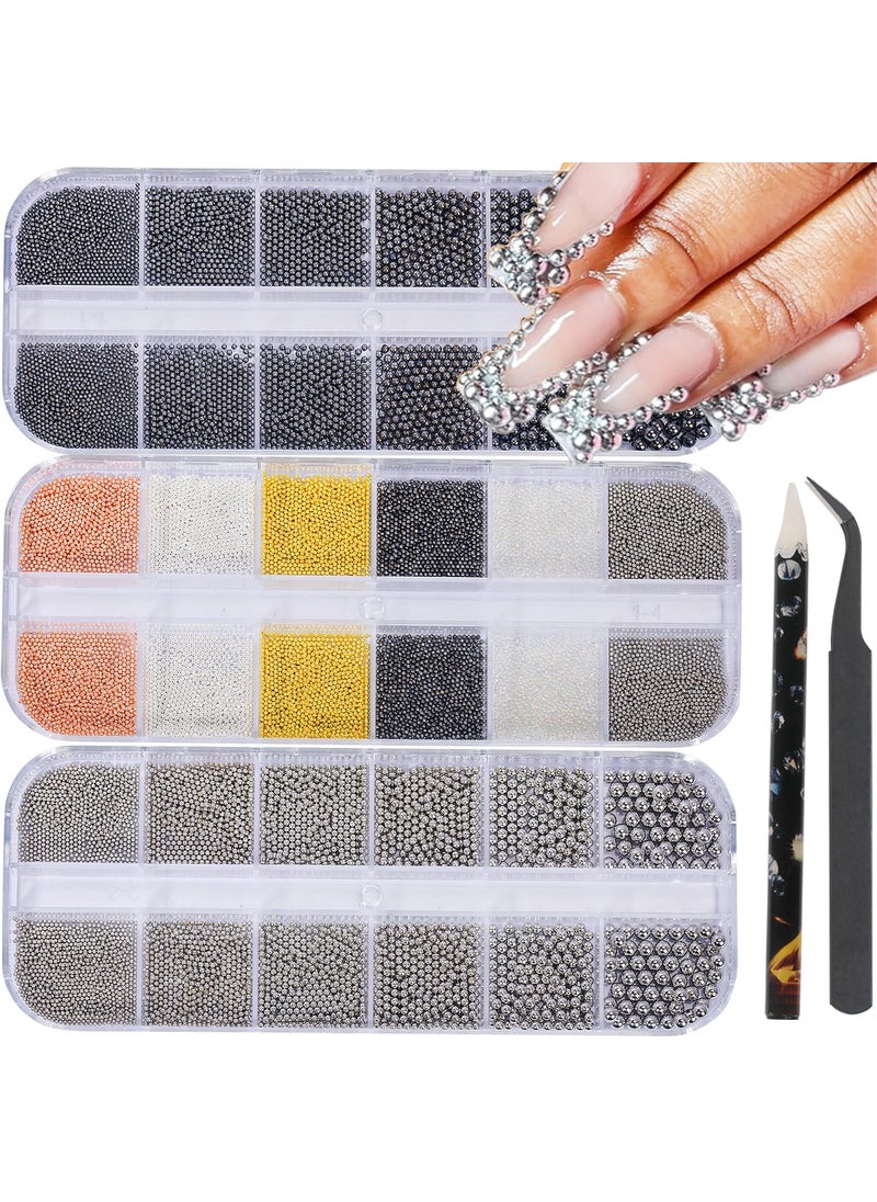 Metal nail art beads nail art pearls 3D nail art design decorative mini bead balls caviar nails nail art mini beads micro bead DIY craft