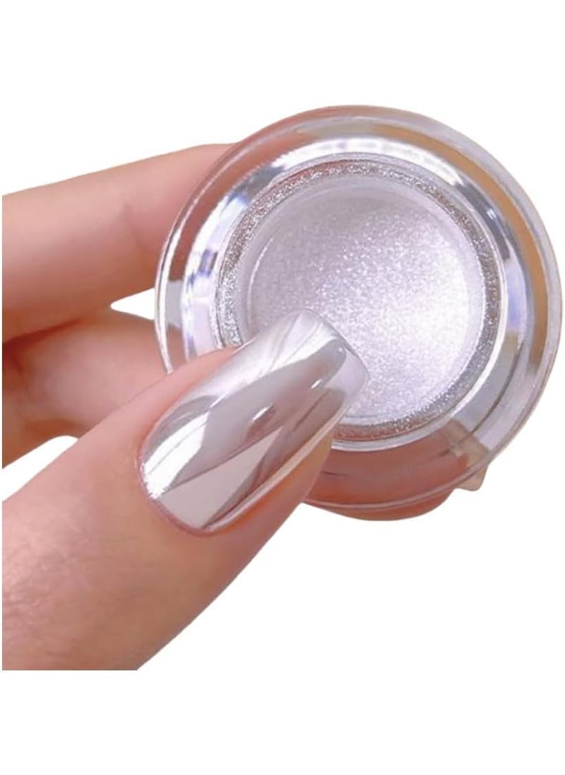 PrettyDiva White Chrome Nail Powder - 1g/jar Super Glossy Mirror Effect White Moonlight Nails Chrome Powder Metallic Pigment for Nails