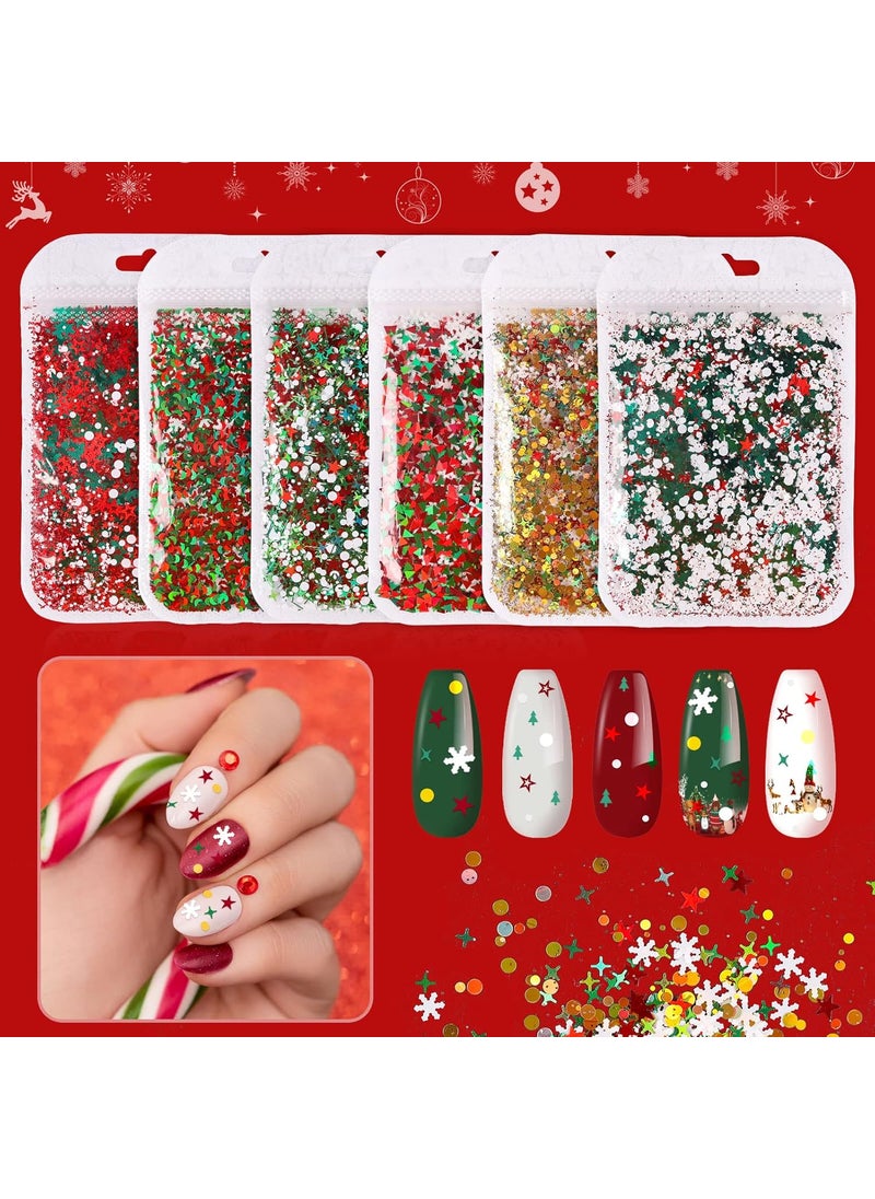 Christmas Nail Art Sequins EBANKU 3D Holographic Snowflake Star Holiday Nail Glitters Flakes, Colorful Sparkly Confetti Glitter for DIY Design Face Body Makeup Christmas Decorations