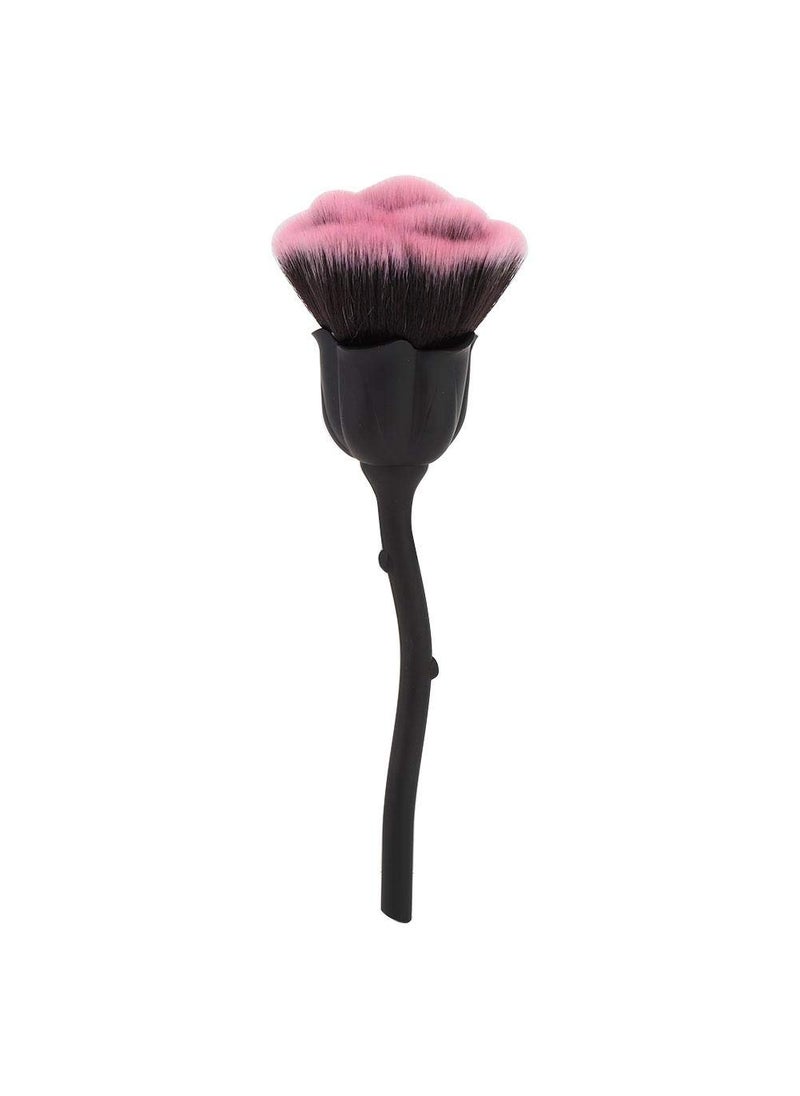 Nail Dust Brush, Art Design Dotting Painting Pen Rose Shape Long Handle Nail Art Brush Manicure Nail Polishing Dust Powder Removal Brush Powder Brush(02# Black+)